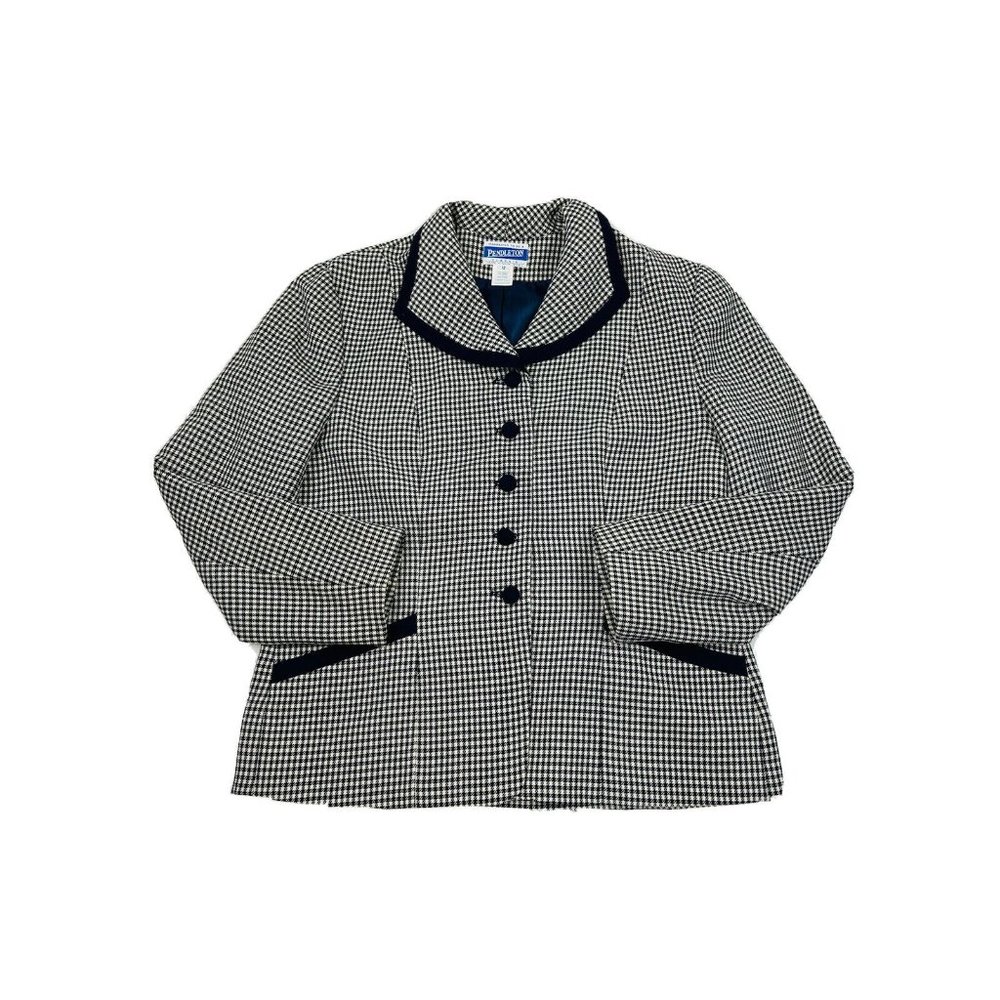 Vintage Pendleton Wool Houndstooth Button Blazer … - image 1